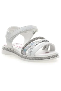 GRAZIE GIRL Sandali Bianchi e Argento con Velcro 14342