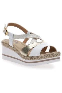 PRIMA RIGA Sandali Bianchi e Oro Con Zeppa MK32309 WEIß Online