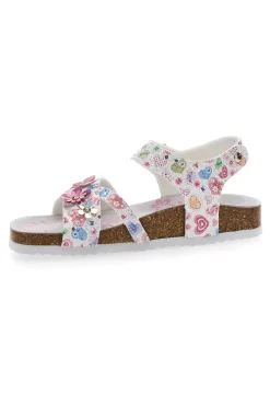 PITT KIDS Sandali Bianchi e Rosa Con Applicazioni Floreali 14407