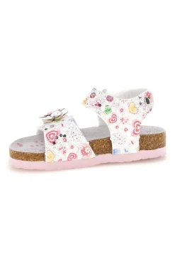 PITT KIDS Sandali bianchi fantasia floreale con strappi 143