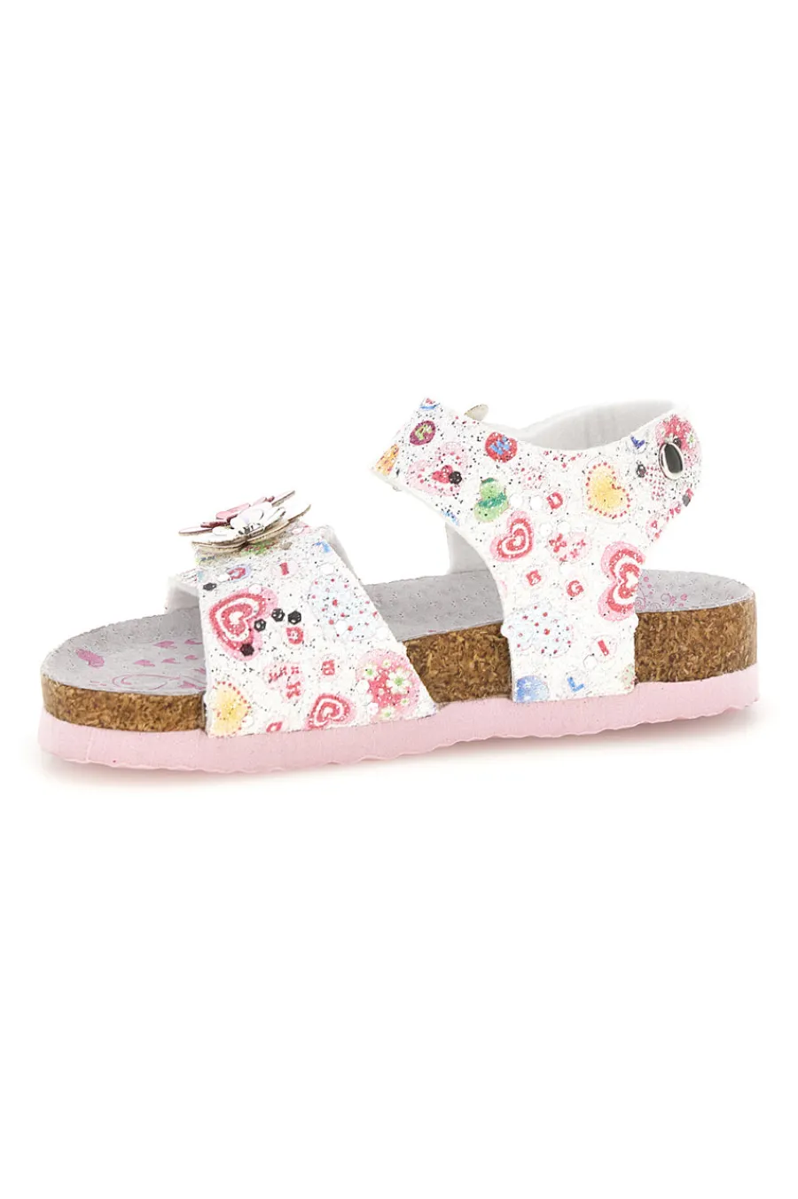 PITT KIDS Sandali bianchi fantasia floreale con strappi 143