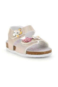 PITT KIDS Sandali bianchi iridescenti con fiori 14330