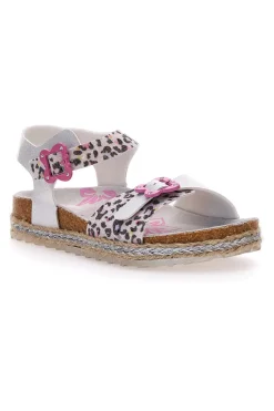 PITT KIDS Sandali Bianchi Leopardati Con Cinturino 14453