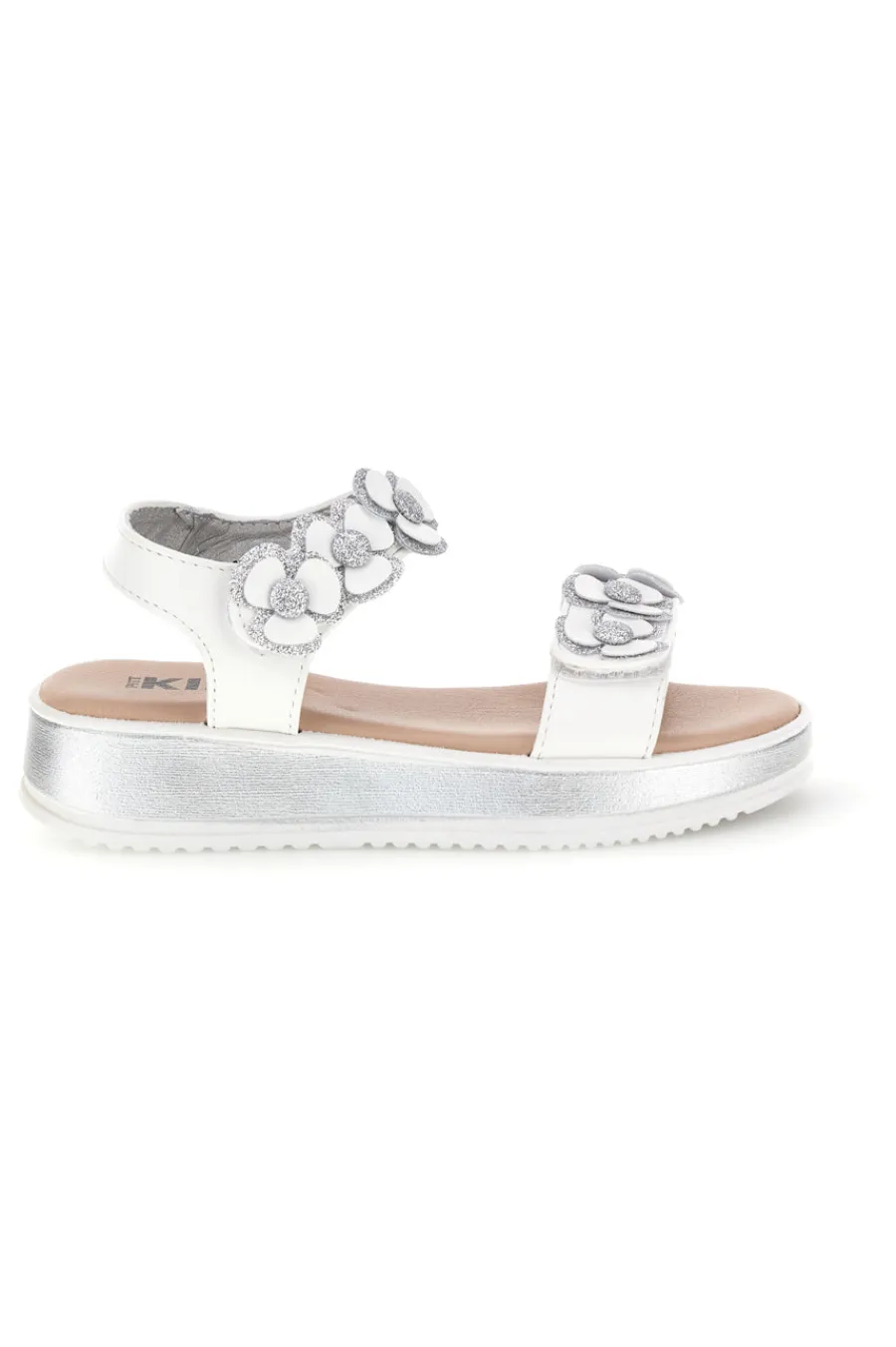 PITT KIDS Sandali bianco applicazioni floreali cinturino regolabile 392642S