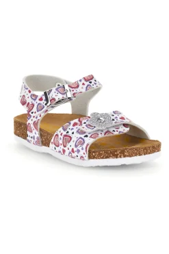 PITTARELLO BIO Sandali bianco con stampa cuori rosa 257A112SR