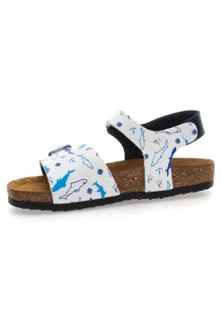 PITTARELLO BIO Sandali blu con cinturini stampati e plantare preformato 257A066SR
