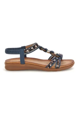 QUANNA MELL Sandali blu con fasce intrecciate e cinturino elasticizzato Quanna mel K358607 BLUE Best