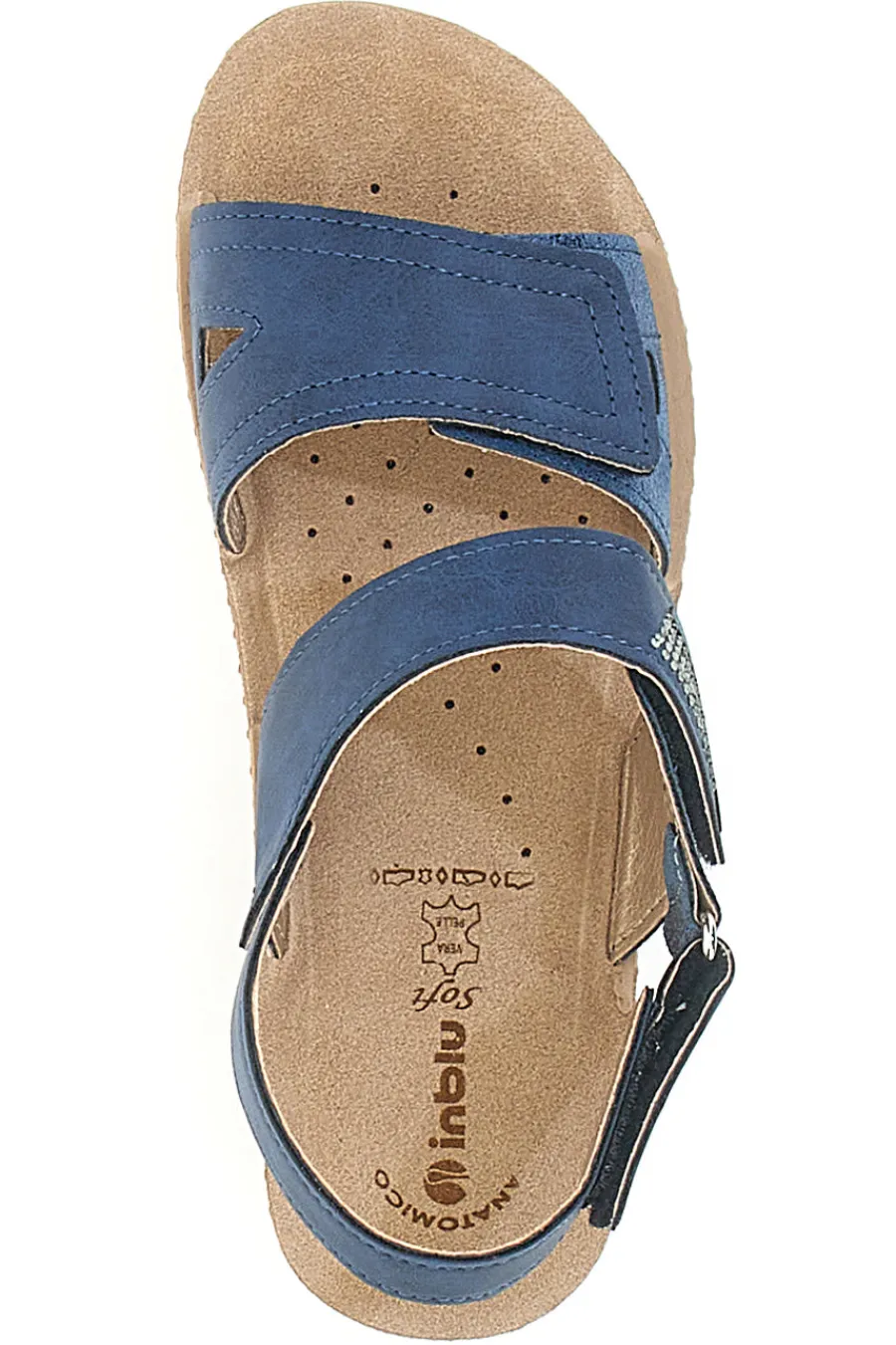 INBLU Sandali Blu con Fascia a Velcro e Sottopiede in Pelle 61 FC BLUE Sale