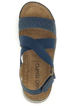 MIO TEMPO Sandali blu con zeppa e fasce incrociate Q17751 NAVY Outlet
