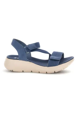 FIRST ACTIVE Sandali blu con zeppa e fasce regolabili 7 DENIM Clearance