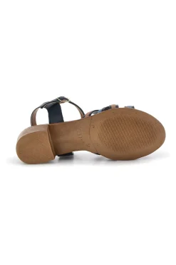 PITTARELLO LOOK Sandali blu in pelle con tacco basso e listini 243110 NAVY Hot