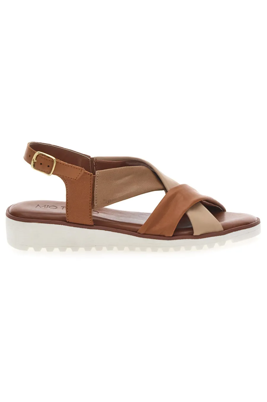 MIO TEMPO Sandali con Tomaia a Fascia In Vera Pelle 24A030 BRANDY Clearance