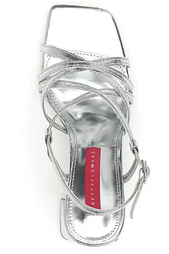 BETTYFLOWERS Sandali con tacco Argento e Listini Incrociati BettyFlowera 504 Outlet
