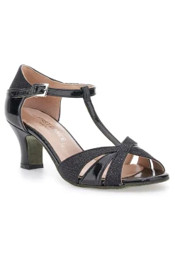 THE FIRST DANCE Sandali da ballo neri con cinturino a T e suola in vera pelle 6559 NERO Discount