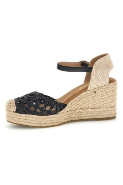 FUN BEACH Sandali Espadrillas neri con zeppa e cinturino P714 NERO New