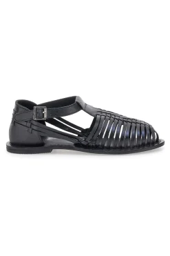 PITTARELLO LOOK Sandali Fisherman Neri Con Suola Flat 5022 New