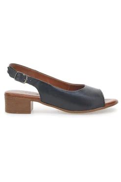 PITTARELLO LOOK Sandali Flat Neri In Vera Pelle Con Tacco 4 Cm 243065