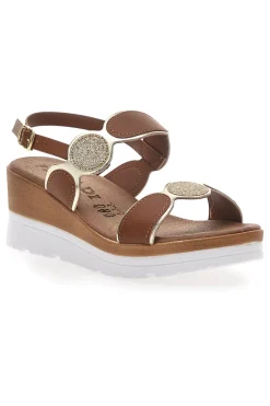 PLOCADI Sandali Marroni con Brillantini e Platform 11075035 Outlet