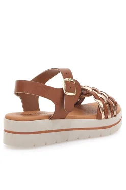 PRIMA RIGA Sandali Marroni con Platform e Tomaia Intrecciata 4 Sale