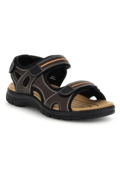 Uomo JERPOINT Sandali marroni con strappi in velcro CN15