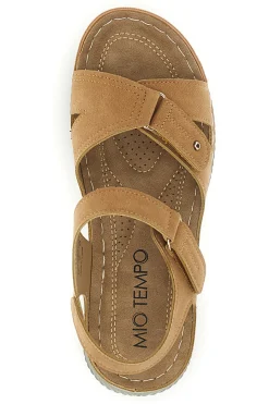 MIO TEMPO Sandali Marroni con Zeppa e Doppio Cinturino KLQ24824 Hot