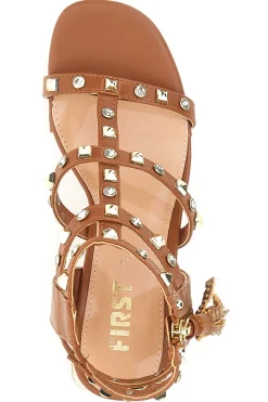 THE FIRST Sandali Marroni da Donna Con Borchie 206 MARRONE New