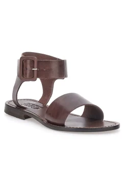 PITTARELLO SUN Sandali marroni in vera pelle Made in Italy con fascia larga 1734 Sale
