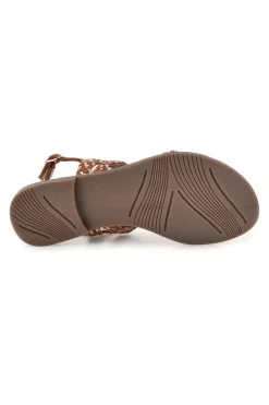 PITTARELLO LOOK Sandali marroni in vera pelle con fasce intrecciate IF10104 New