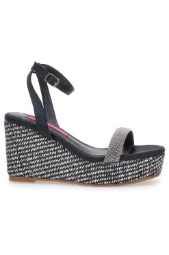 BETTYFLOWERS Sandali Nere Con Cinturino e Zeppa 10 cm 12 ARGENTO Outlet
