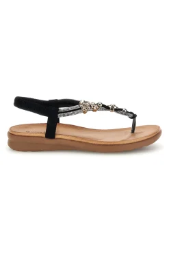 QUANNA MELL Sandali neri con applicazioni gioiello Quanna mel k3586 NERO Discount