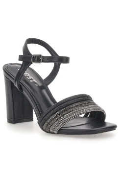 THE FIRST Sandali Neri con Cinturino e Tacco Alto 653 Discount