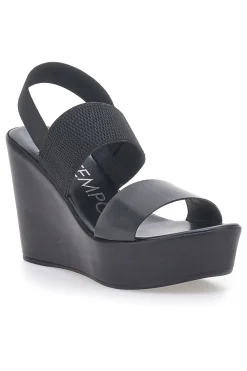MIO TEMPO Sandali Neri con Elastico Posteriore e Plateau 3094/J1054 Hot