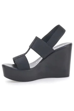MIO TEMPO Sandali Neri con Glitter e Plateau 3132/J1054 Clearance