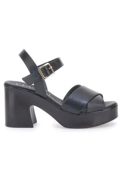 PITTARELLO CLASS Sandali neri con plateau e cinturino Made in Italy 57246 NERO