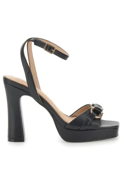 MON DIEU Sandali Neri con Plateau e Tacco Alto e Dettaglio Dorato B075Q82 NERO Best