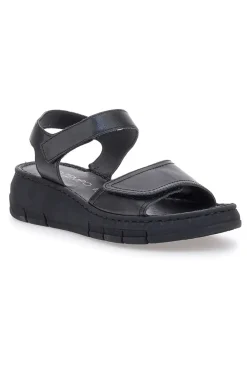 MIO TEMPO Sandali Neri con Strappi In Velcro 350005 Online