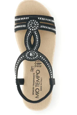 MIO TEMPO Sandali neri con strass LR2602 NERO Outlet