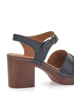 PITTARELLO Sandali Neri con Tacco a Blocco e Tomaia in Pelle 1146209 NERO Clearance
