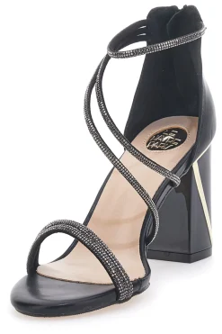 LE HAVRE PARIS Sandali neri con tacco e strass 2 NERO Clearance
