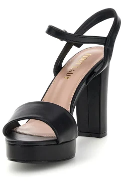 FIRST LADY Sandali neri con tacco largo cinturino alla caviglia P701 NERO Discount