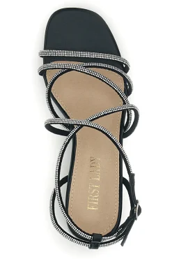 FIRST LADY Sandali neri con tacco largo e listini P708 NERO Discount