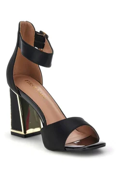 FIRST LADY Sandali neri con tacco largo e cinturino P698 Hot