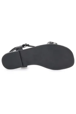 THE FIRST Sandali Neri con Treccia 92119 Discount