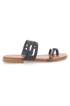 PRIMA RIGA Sandali Neri Flat con Dettagli Geometrici Traforati 24F NERO Clearance