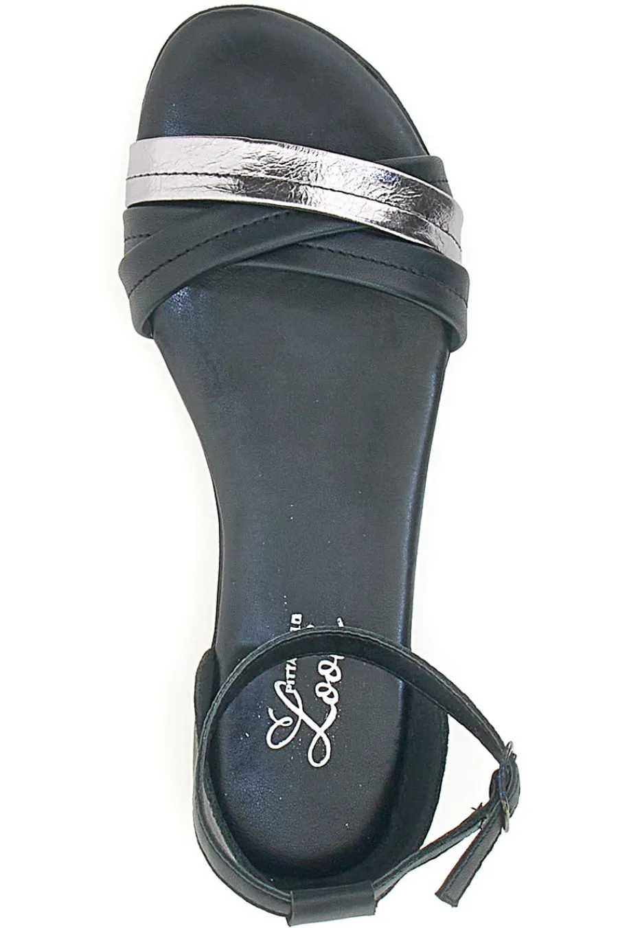 PITTARELLO LOOK Sandali Neri Flat Con Dettagli Argentati 2250 NERO/CANNA DI FUCILE