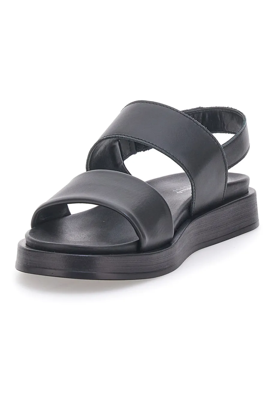 PITTARELLO FOCUS Sandali neri in pelle con doppia fascia e chiusura in velcro 28066IN Clearance