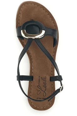 PITTARELLO LOOK Sandali neri in vera pelle con decoro circolare frontale IF6532 NERO Sale