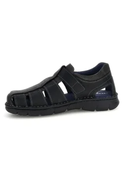 Uomo PITTARELLO ECO Sandali neri in vera pelle con design intagliato 26172