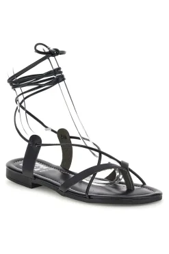 PRIMA RIGA Sandali neri in vera pelle Made in Italy con lacci 711 NERO Hot