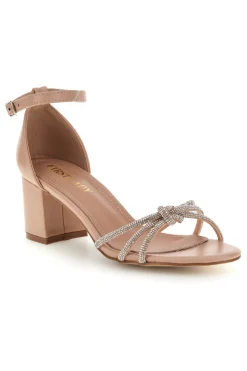 FIRST LADY Sandali con cinturini brillanti e tacco largo P706 NUDE Clearance